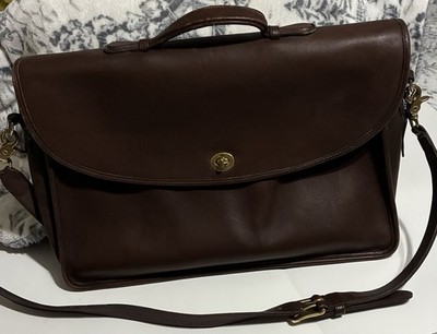 Vintage Coach Brown Leather Messenger Briefcase Shoulder Bag USA J5C-5265