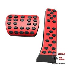 Anti-Slip Aluminum Brake Gas Pedal Pads, Auto No Drilling Accelerator Pedal Red