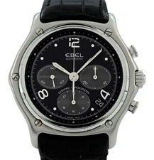 Ebel 40mm Men's Le Modulor Automatic Chronograph Black Dial Watch Ref: E9137240!