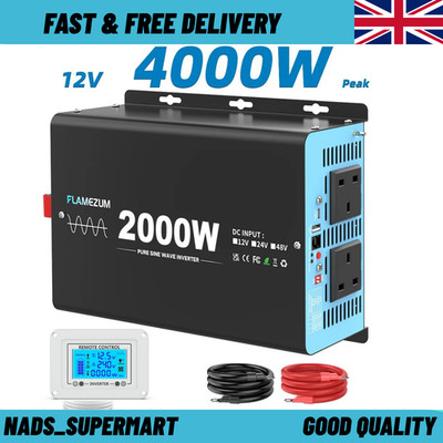 4000W Reiner Sinus Wechselrichter 2000W Wandler 12V auf 240V USB LKW Fernbedienung
