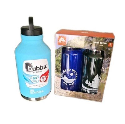 NWTS  BUBBA Stainless Steel Insulated Growler 64 oz & 2 Wider Mouth Bottles New!