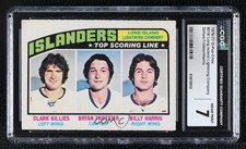1976-77 O-Pee-Chee Clark Gillies Bryan Trottier Billy Harris #216 CGC 7 HOF 16jy