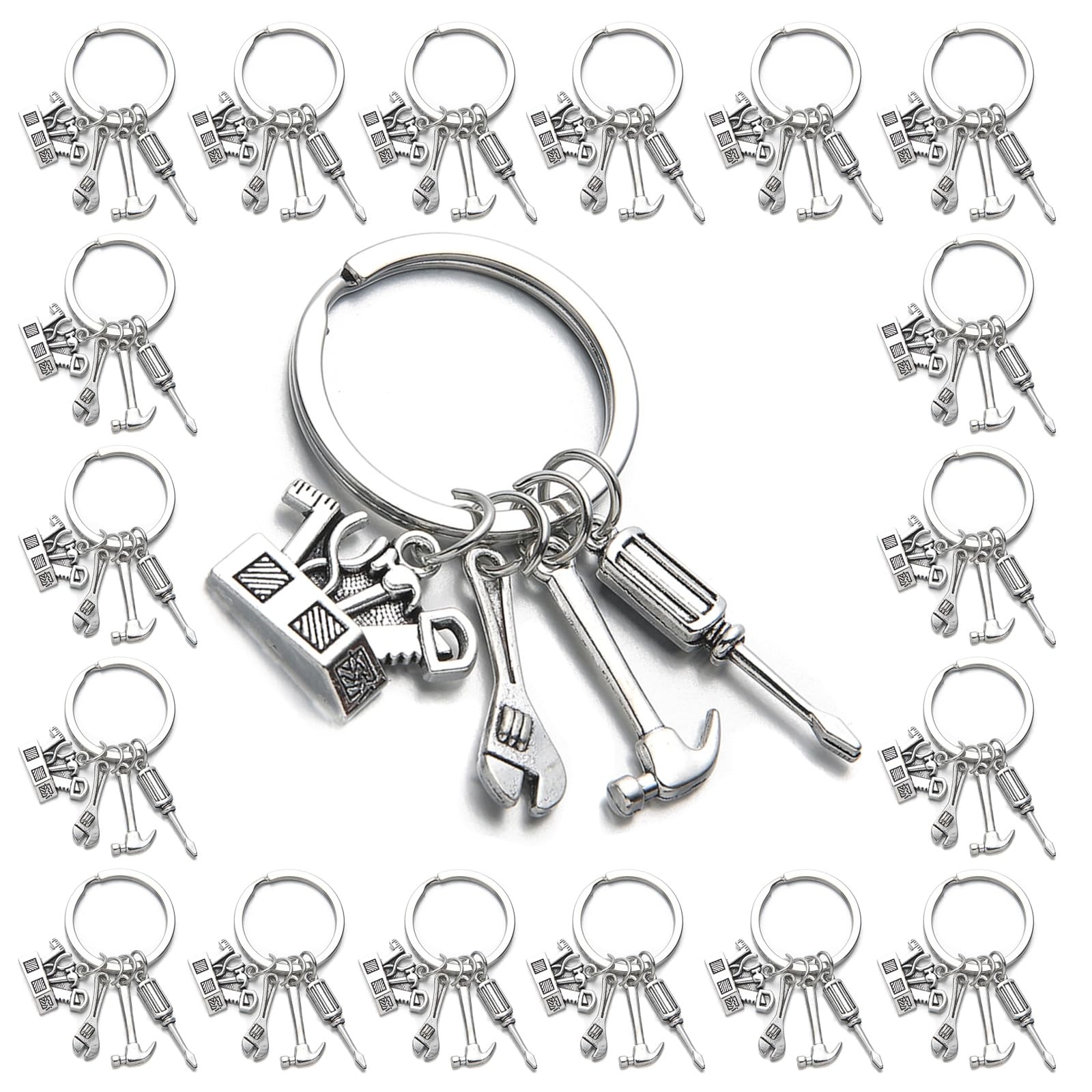 20PCS Tools Keychains Toolbox Pendant Keychain with Screwdriver Wrench Hammer...