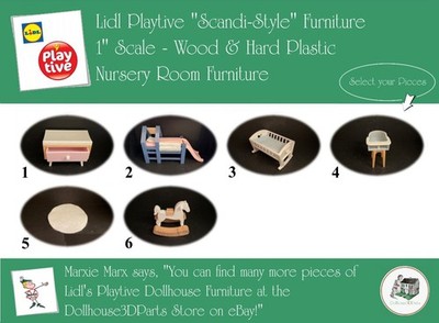 LIDL PLAYTIVE Vintage Dollhouse Furniture, Scandi-Style,  1'' Scale
