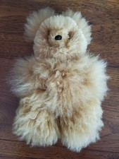 Alpaca Fur Teddy Bear SOFT Furry Tan Cream Apprrox. 10" Stuffed Animal Plush