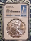 2018 SILVER EAGLE FIRST DAY OF ISSUE NGC MS 70