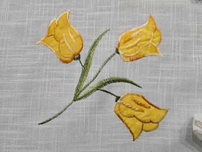 Linen Blend Embroidered 12 Seater Tablecloth with Machine Solid Stitch Embroidery