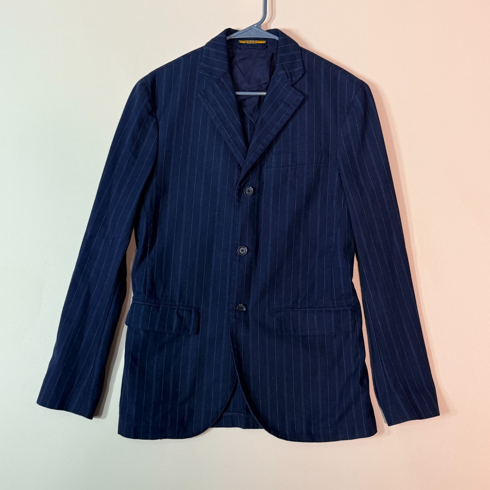 Ralph Lauren Rugby Blue Striped Blazer Chore Jacket Button Down Men's Small S