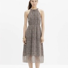 Madewell Silk Multicolor Diamond Tile Print Sleeveless Halter Midi Dress 6