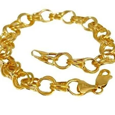 14k Yellow Gold Double Row Chain Link Bracelet 7.2"