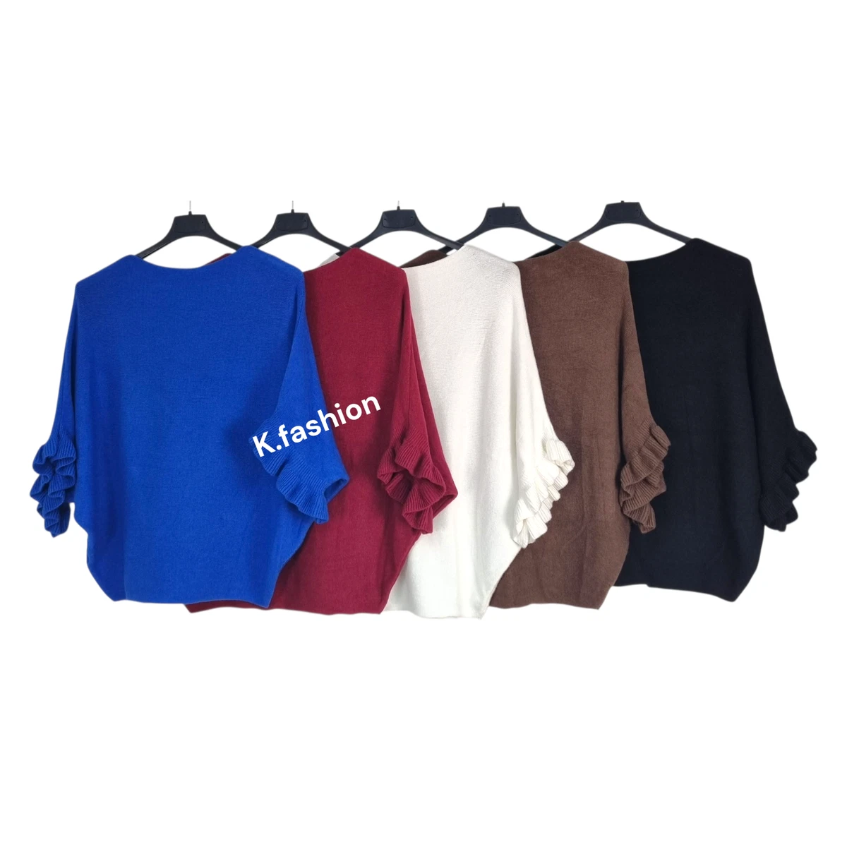 Gaorui Women's Fashion Hollow Knit Sweater - Batwing Sleeve Pullover Jumper With Rose Design - Black/White