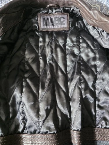 Marc New York  Men's Brown Leather Bomber Jacket Quilted Lined Sz M image 10