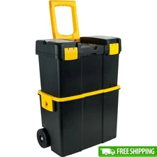 Portable Tool Box W/ Wheels Stackable Rolling Organizer W/ Removable Tray New