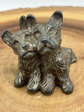 Vtg Scottish Terrier Scottie Dogs Cast Metal Figurine Patina 2 1/4"