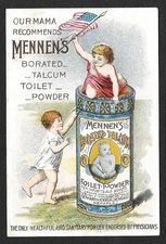 Victorian Trading Card - Mennen's Talcum - "2 Children and US Flag" (3G2)