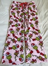 Dr. Seuss Grinch Pink Plush Pajama/PJ/Lounge Pants - Womens Size S