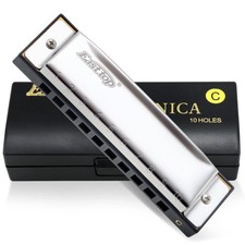 East Top Blues Harmonica, 10-Hole Harmonica, C Key, 20 Tones, Cover, Abs Case,