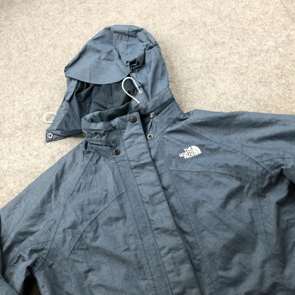 Jaqueta feminina The North Face grande azul HyVent com capuz impermeável esqui Parka - Imagem 3 de 4