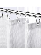 Neaterize White Waffle Style Shower Curtain for Bathroom - Hotel Style 72 X 72in