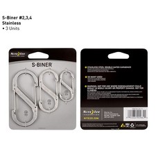 Nite Ize S-Biner 3 pack Sizes 2, 3, and 4, Stainless Steel