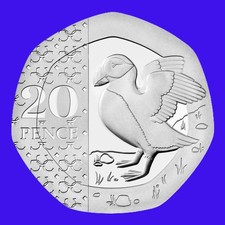 20p Coin. KING CHARLES PUFFIN TWENTY PENCE COIN BUNC 2023. Crown Privy Mark.