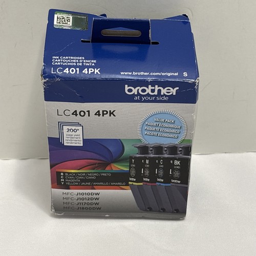 Brother LC401 Ink Cartridge 4-Pack Black Cyan Magenta Yellow 11/2027 LC4014PKS