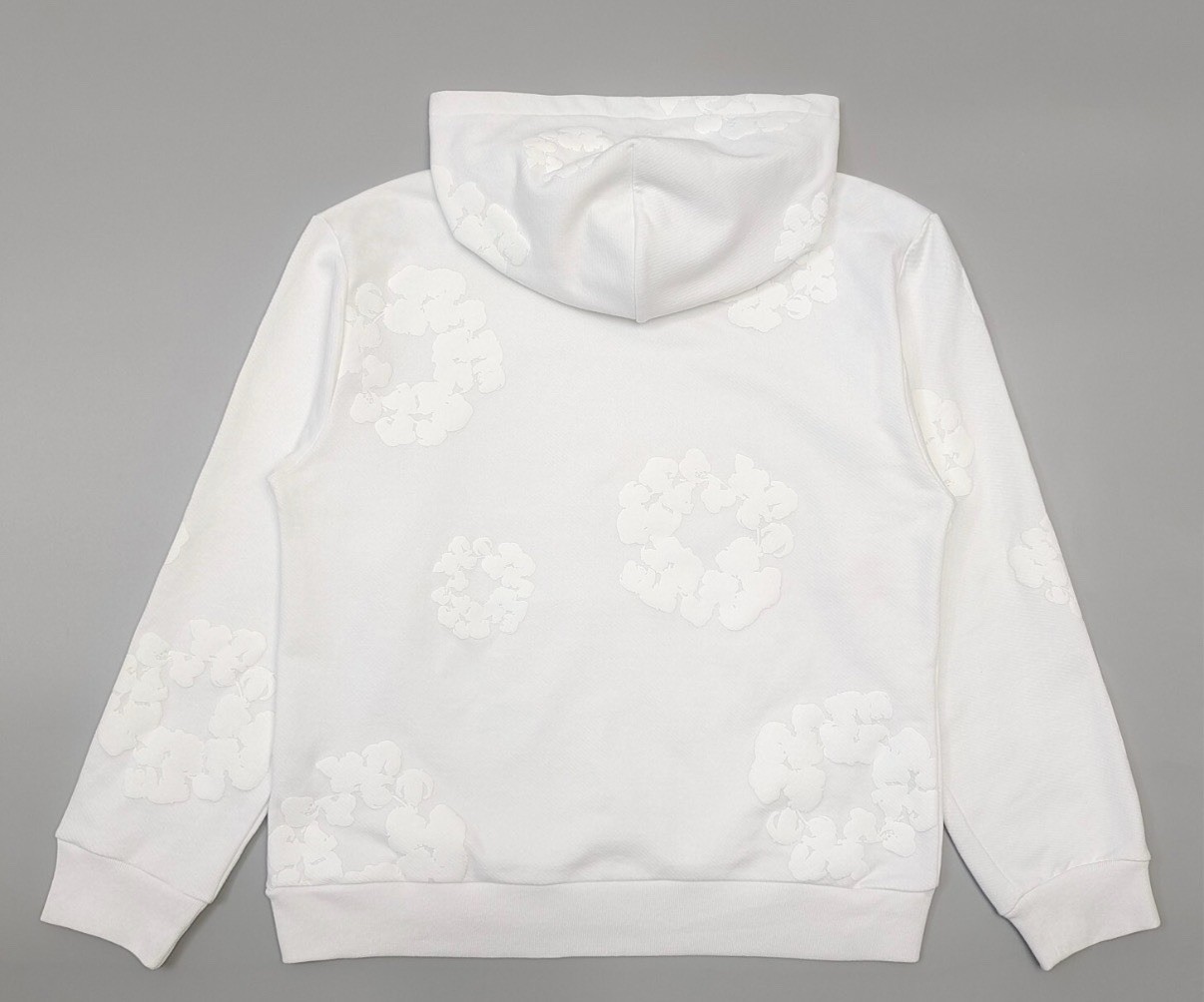 Denim Tears Mono Cotton Wreath Hoodie White Sz Large  NEW