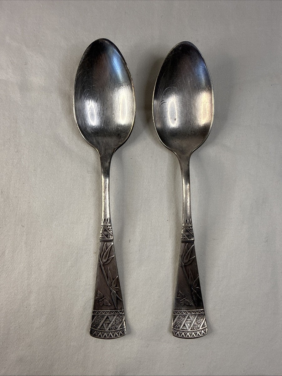 【Roberts & Belk】 クイーンズパターン コンソメスプーン 8本 Pair of Vintage Holmes, Booth & Haydens Spoons Japanese Silver