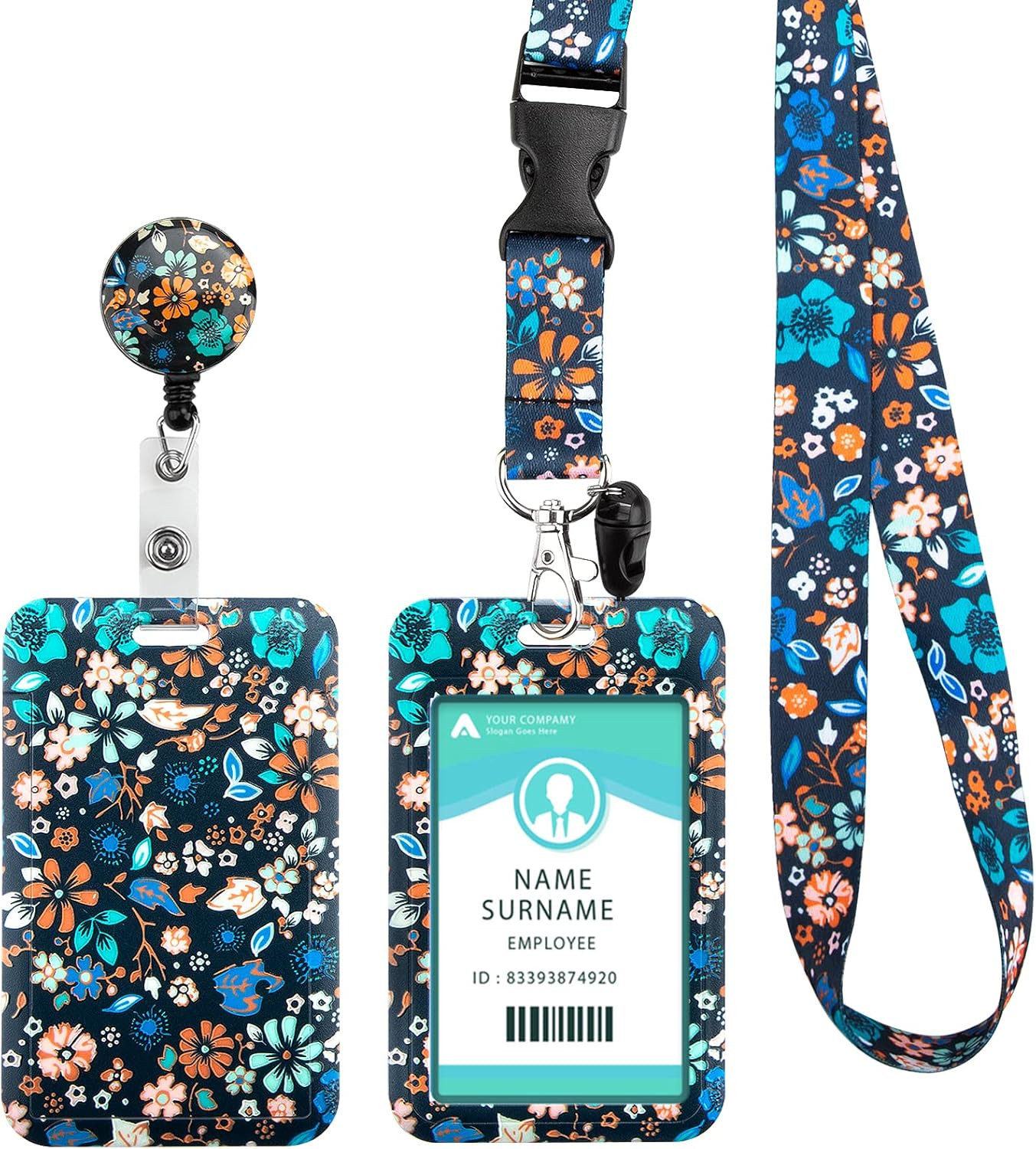ID Badge Holder with Lanyard, Retractable Badge Holders Reels with Lanyards Adju
