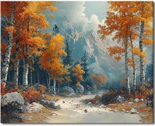 Paint by Numbers Mountain with Trees and Snow Paint by Number for Adults Beginne