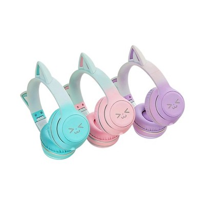 Cat Ears Wireless Bluetooth Headphones RGB Light-Up Gradient Over-Ear Headset