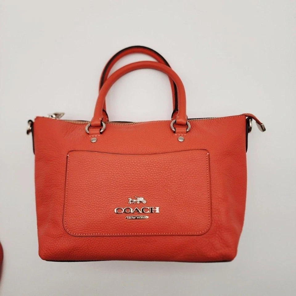 Sac à bandoulière COACH Mini Emma Satchel F31466 cuir orange authentique - Photo 2/4
