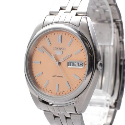 1990s SEIKO 5 7S26-0430 SZXA11 Salmon Pink Dial 37mm Automatic Men's JAPAN A102