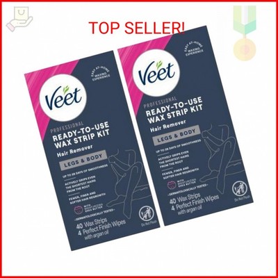 Veet Leg & Body Hair Removal Kit- Sensitive Formula, Ready-to-use Cold Wax Strip