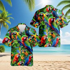 Parrot Hawaiian Shirt, Tropical Macaw Aloha Shirt