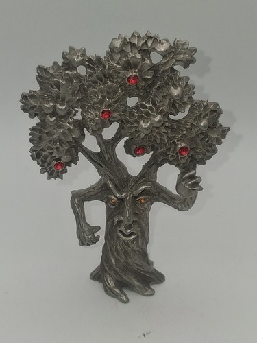 Vintage Wizard of Oz Comstock Pewter Angry Apple Tree Red Jewels Figurine
