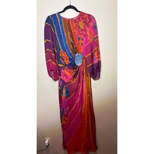 NWT Farm Rio Wave Maxi Dress Floral Print Rainbow Peekaboo Midriff Size M
