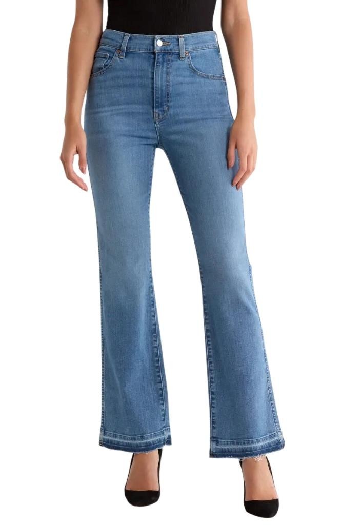 ETICA Willow High Waist Release Hem Ankle Slim Bootcut Jeans in Coba Size 25