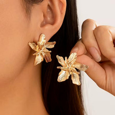 Bohemian Style Floral Copper Drop  Dangle Earrings