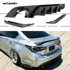 For 2018-24 Infiniti Q50 Rear Bumper Diffuser w/V2 LED Brake Light Carbon Fiber