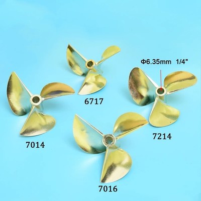 Rc Boat 6.35mm Prop 6717 7016 7214 3 blade Copper Propeller For 1/4'' Prop Shaft