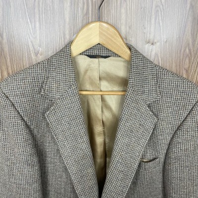 Haggar Sport Coat Mens 42L Brown Multicolor 100% Pure Wool Tweed Two Buttons