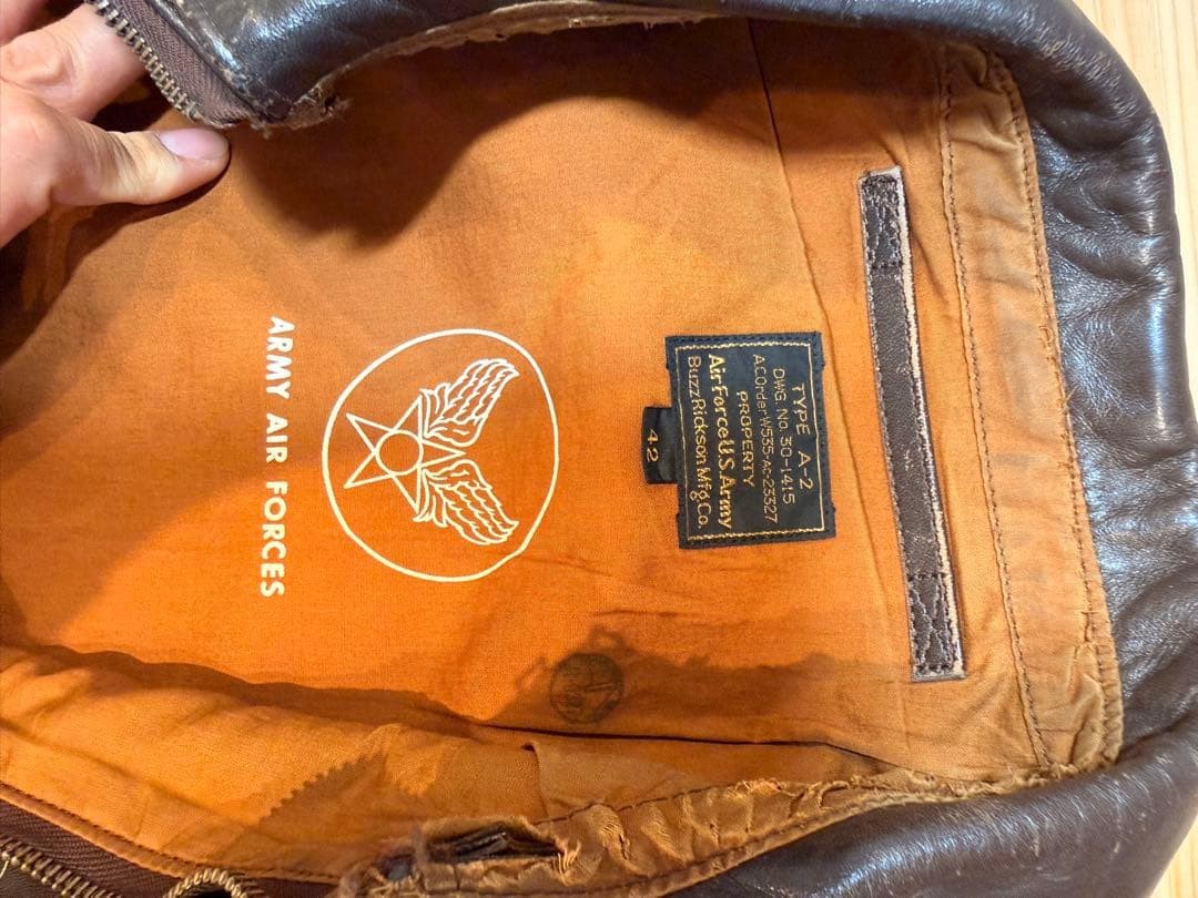 Buzz Ricksons A2 Horsehide Flight Jacket Good Use… - image 10