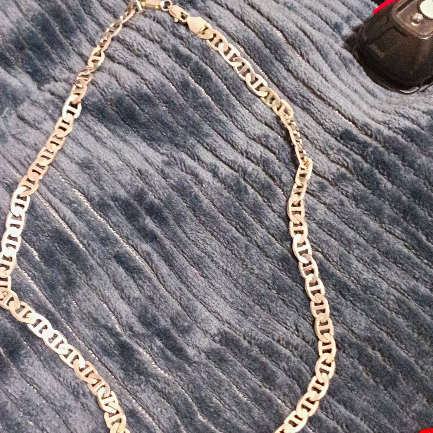 Silver Tone Figaro Chain Necklace - Metal, Lobster Clasp, No Stone