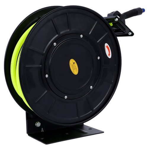 Retractable Air Hose Reel w/3/8" Inch x 50"Ft,Heavy Duty Steel Hose Reel Auto Re - Picture 7 of 9