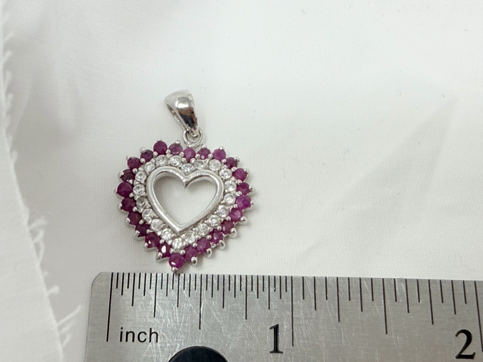 FAS 925 Sterling Silver Lab Created Ruby Clear CZ… - image 8