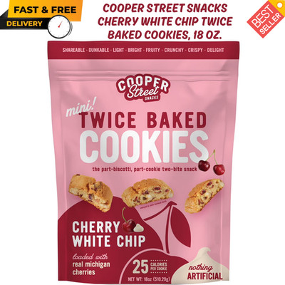 Cooper Street Snacks Cherry White Chip Twice Baked Cookies, 18 oz. FREE SHIPPING