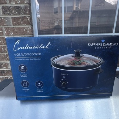 Continental 4 QT Slow Cooker CE-SC346-SD Sapphire Diamond Blue, Removable Bowl