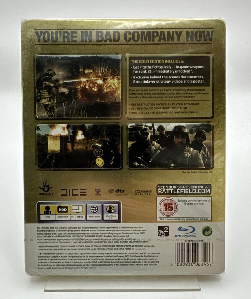 PS3 Battlefield: Bad Company - Gold Edition Steelbook, New And Factory Sealed - Image 2 of 4