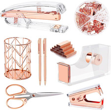 Rose Gold Desk Accessories  Office Supplies Set Acrylic Stapler Set Staple Remove
